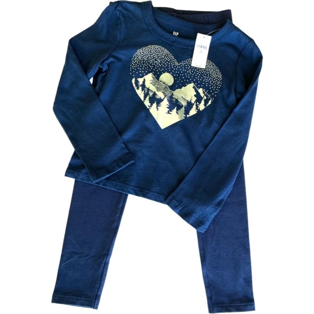 NWT Navy Blue Girls (4-5) Gap Tee + Jumping Beans Leggins Bundle